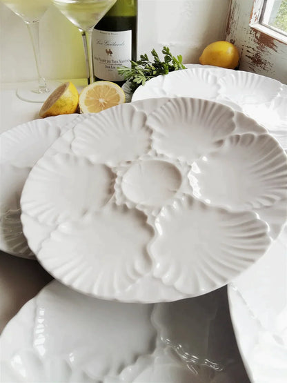 SIX Oyster Plates. Coastal Dinnerware. from Tiggy & Pip - Just €168! Shop now at Tiggy and Pip