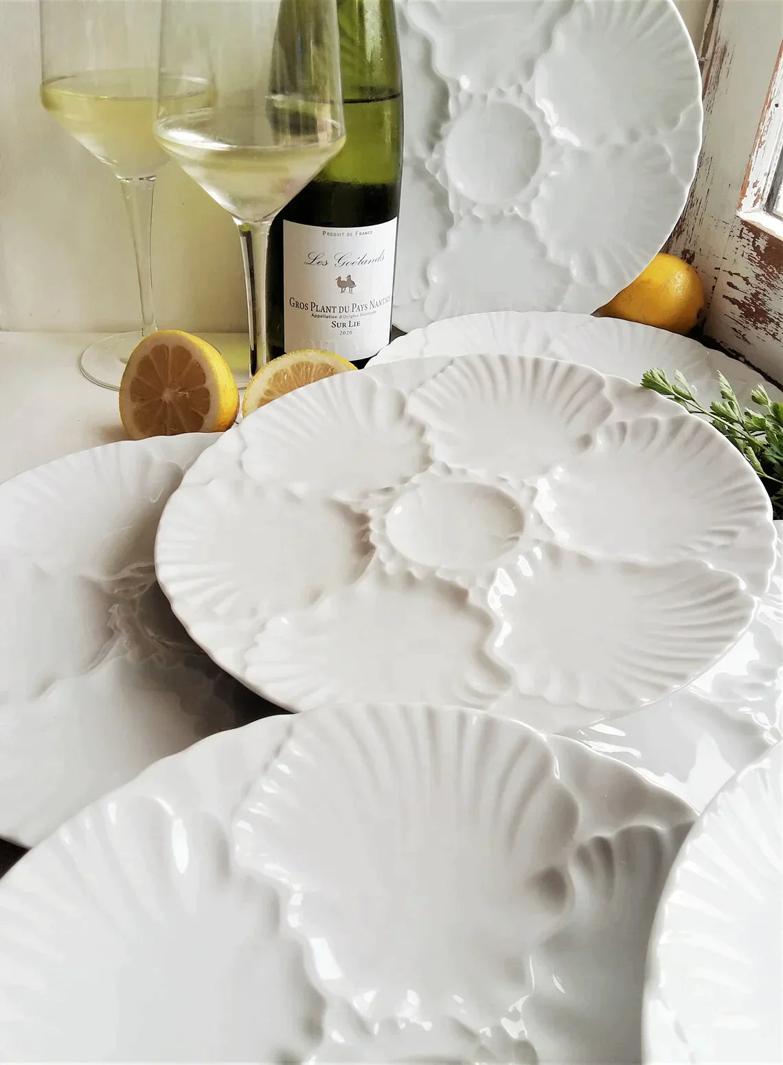SIX Oyster Plates. Coastal Dinnerware. from Tiggy & Pip - Just €168! Shop now at Tiggy and Pip