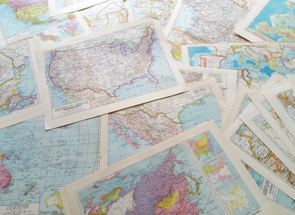 50+ Map Paper Pack. Huge/Large Map Sheets. Spanish Maps from the 1960s. from Tiggy & Pip - €70.00! Shop now at Tiggy and Pip