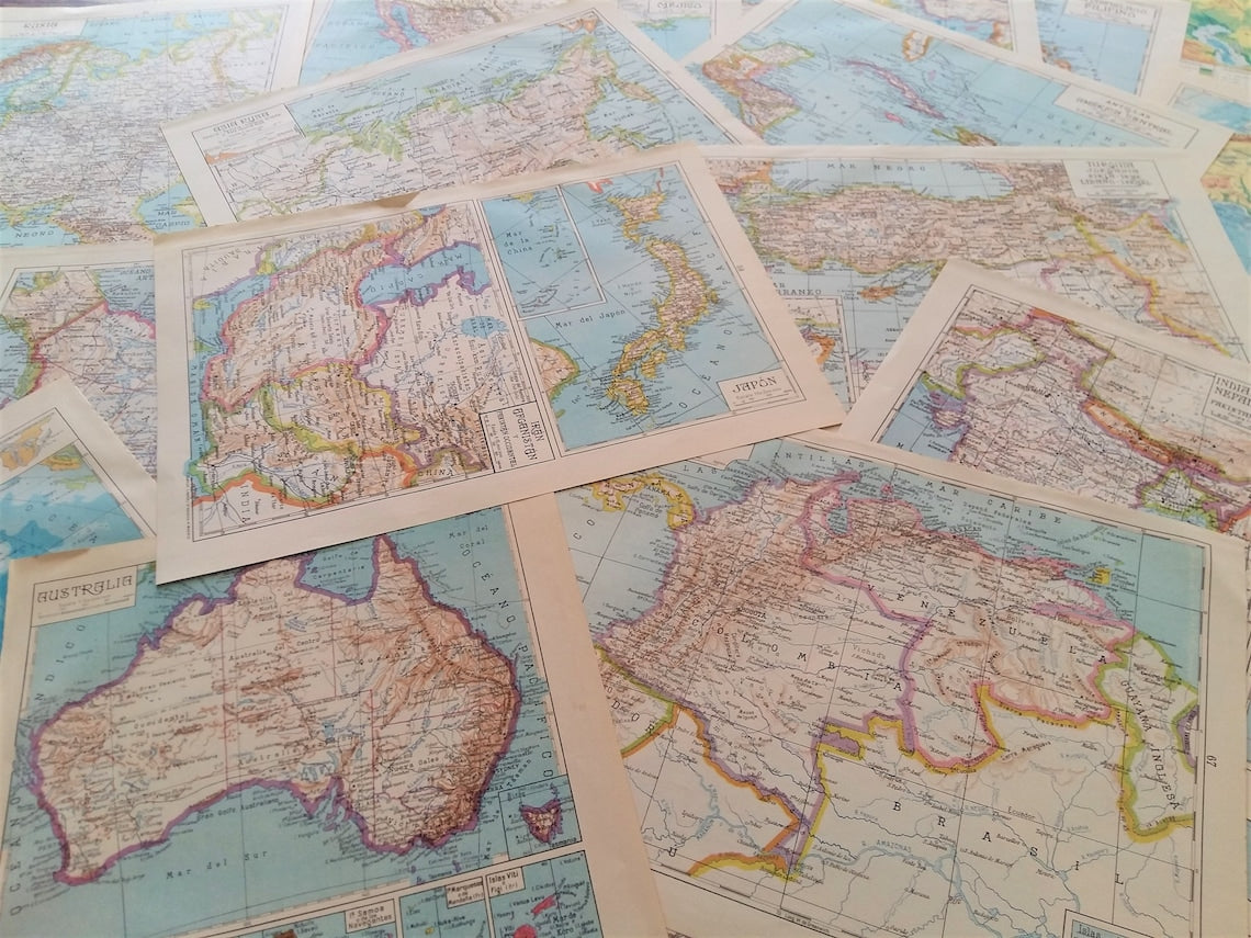 50+ Map Paper Pack. Huge/Large Map Sheets. Spanish Maps from the 1960s. from Tiggy & Pip - €70.00! Shop now at Tiggy and Pip
