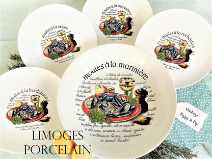 FOUR Limoges Plates for Moules with Large Serving Bowl. from Tiggy & Pip - Just €168! Shop now at Tiggy and Pip